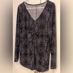 Evri long sleeve v-neck snake print blouse
